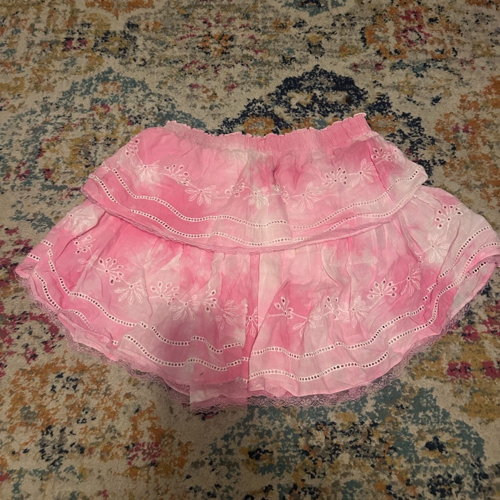 Francesca's Collections Pink Ruffled Mini Skirt